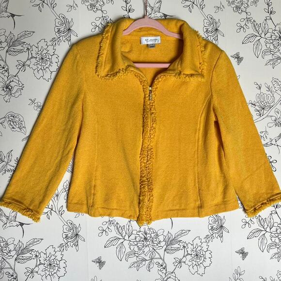 St. John Collection yellow fringe jacket - Picture 1 of 8